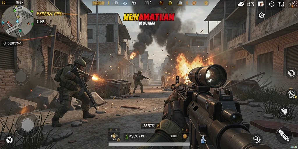 Tampilan gameplay menegangkan di 369ZK, penuh aksi FPS.