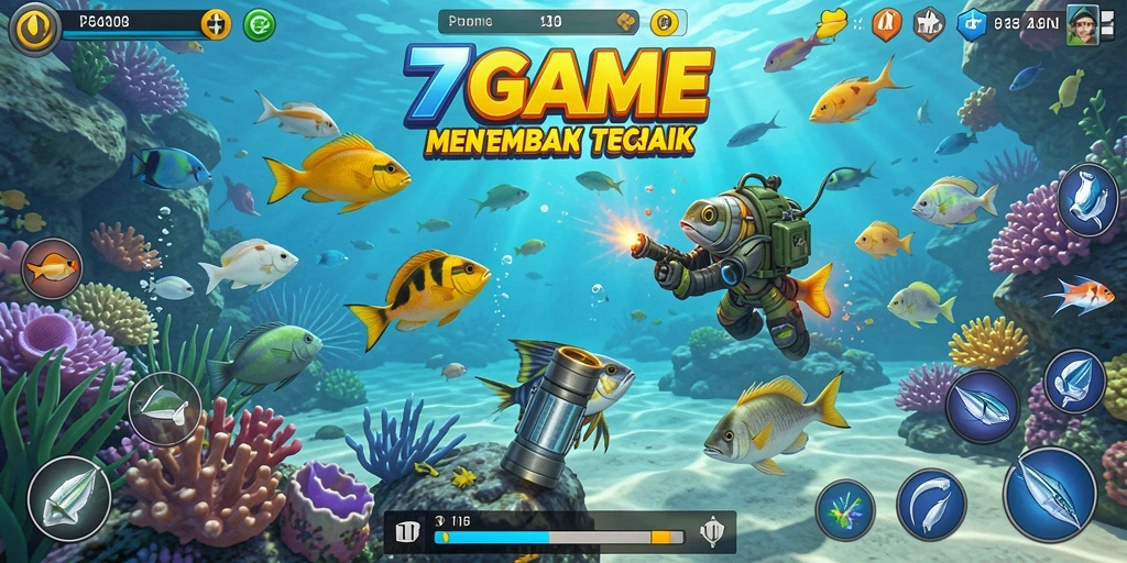 Gameplay seru Tembak Ikan di 7GAME dengan grafis menarik.