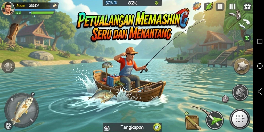 Tampilan gameplay memancing yang seru dan mendebarkan di 8ZK.