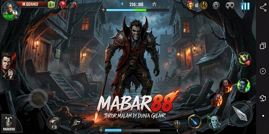 Tangkapan layar gameplay menampilkan suasana seram di MABAR88.
