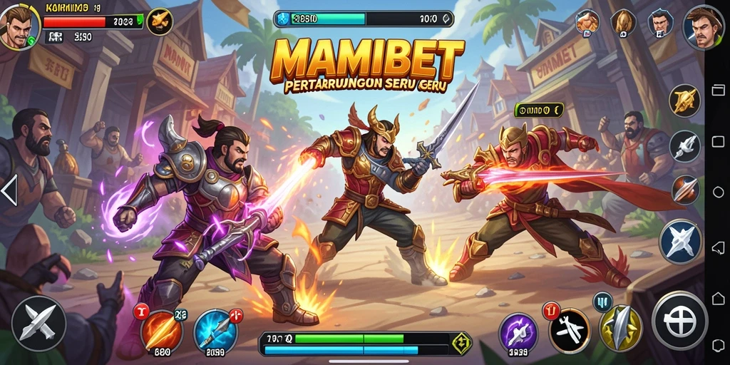 Tampilan gameplay MAMIBET yang penuh aksi dan karakter bertarung.