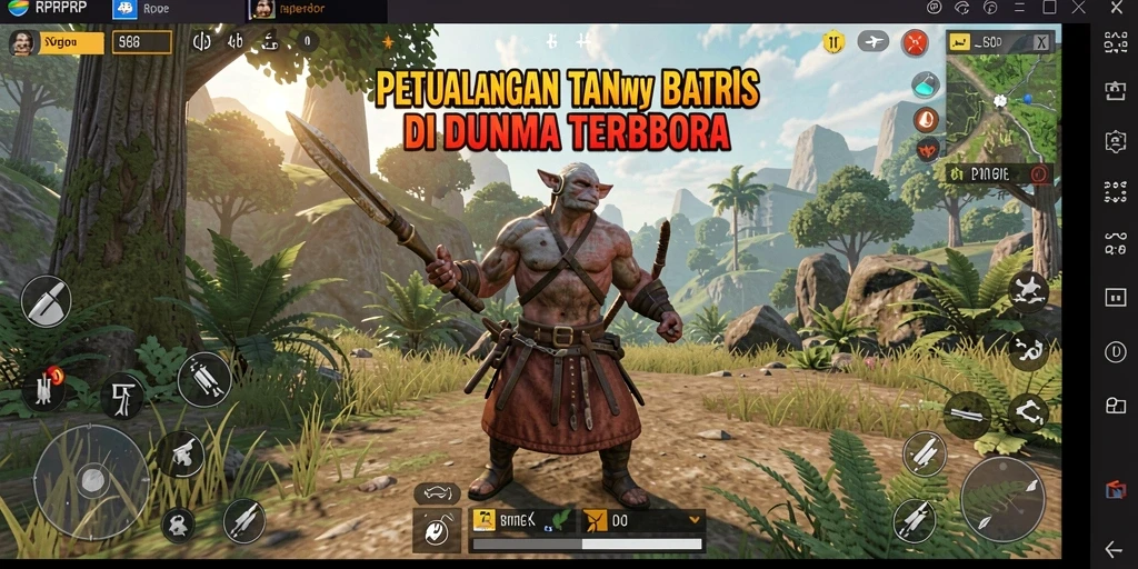 Tangkapan layar utama dari gameplay RPRPRP yang menampilkan dunia terbuka yang luas.