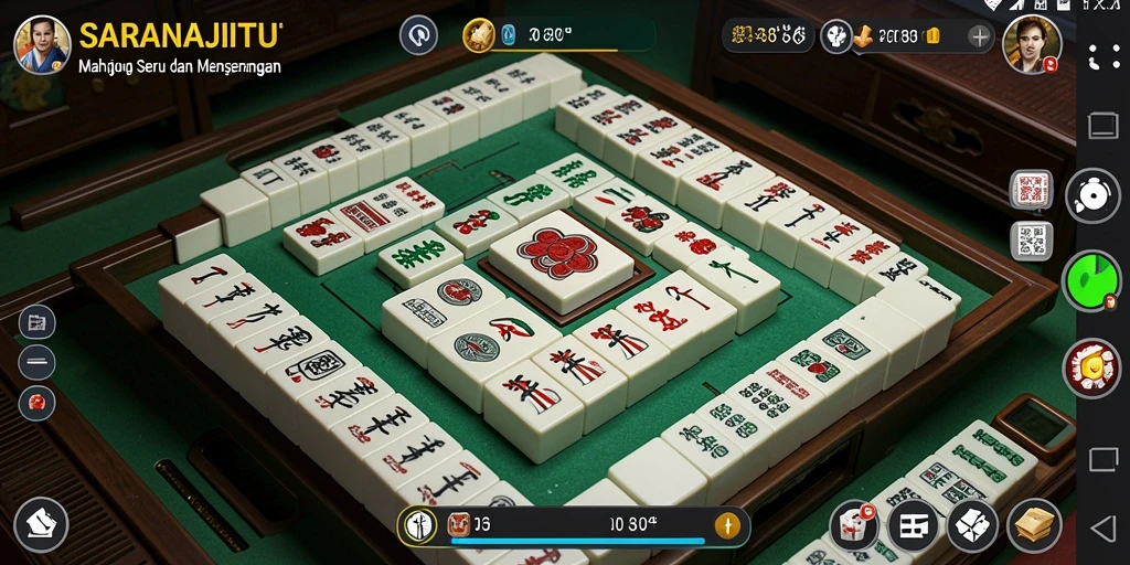 Screenshot gameplay <strong>SARANAJITU</strong> dengan tampilan kartu Mahjong yang menarik.