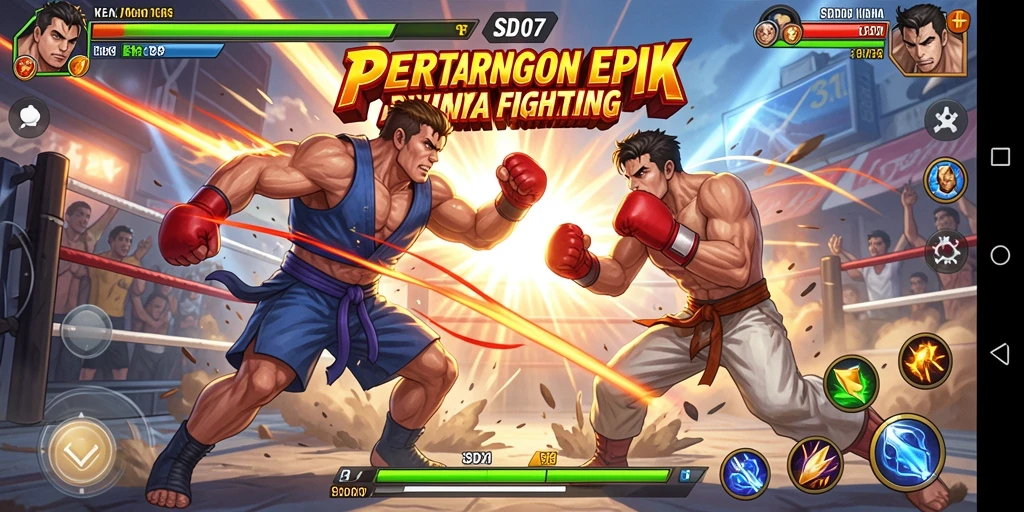 Menampilkan momen pertarungan epik di arena SD107.
