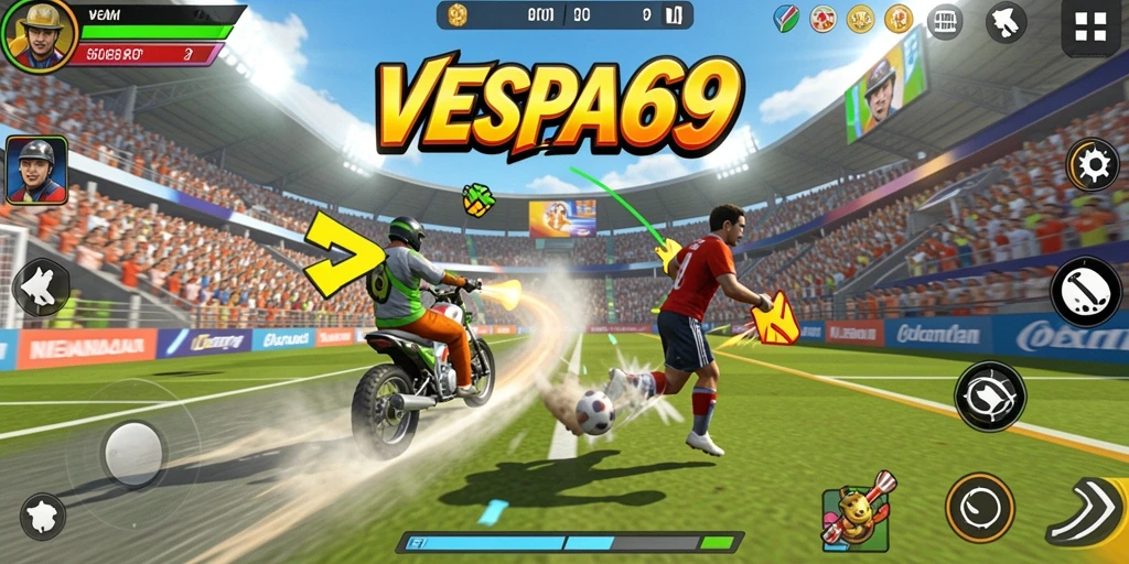 Tampilan menarik dari gameplay VESPA69 yang menekankan olahraga.